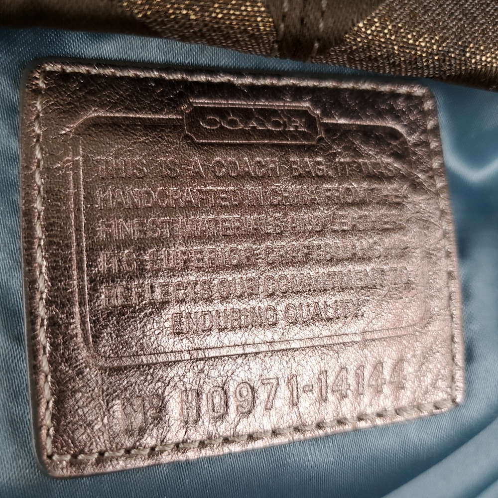 Coach Op Art Brooke  Metallic Olive Signature Logo Print Shoulder Bag Handbag - Picture 8 of 8